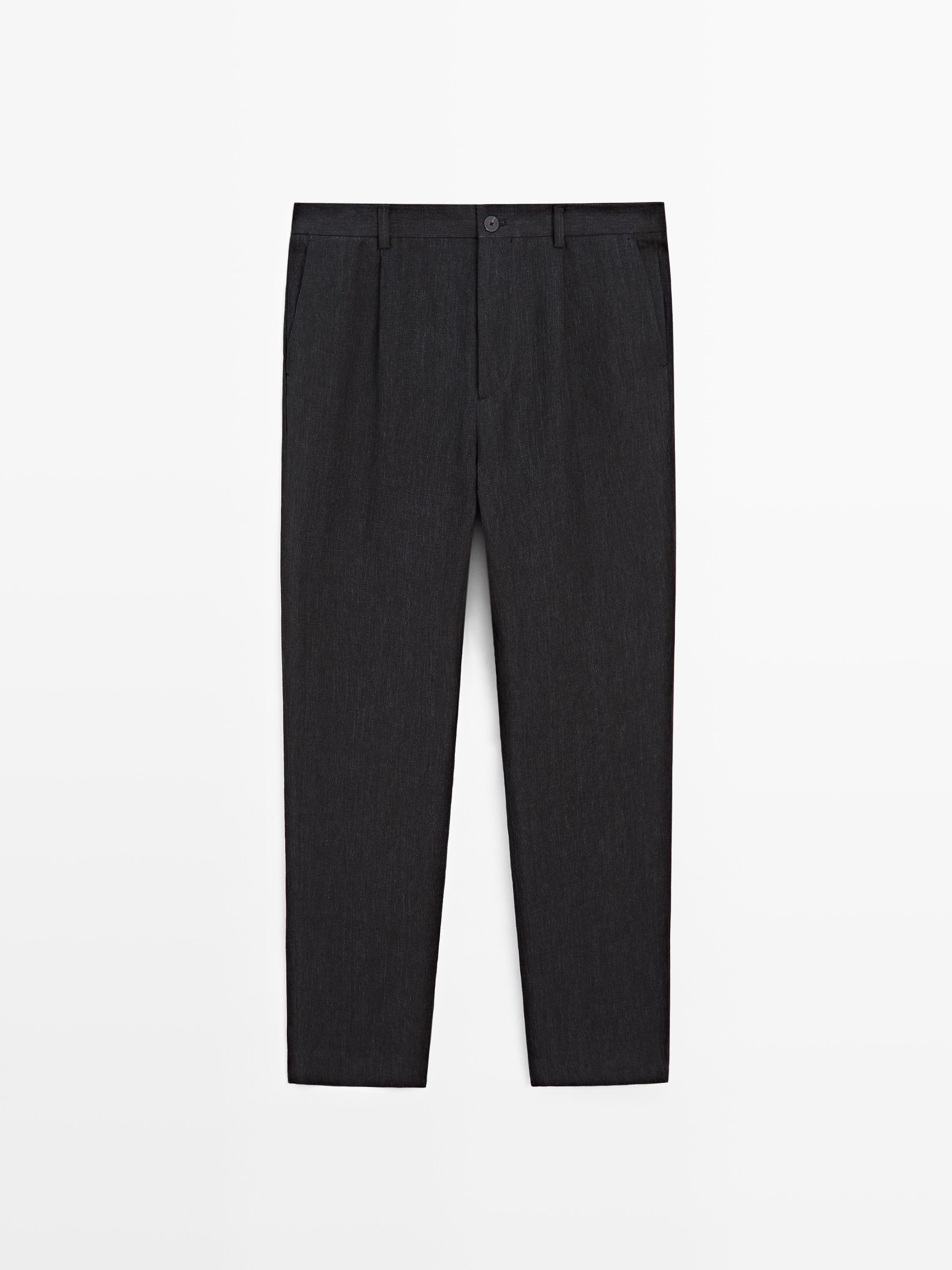 Total look linen darted trousers